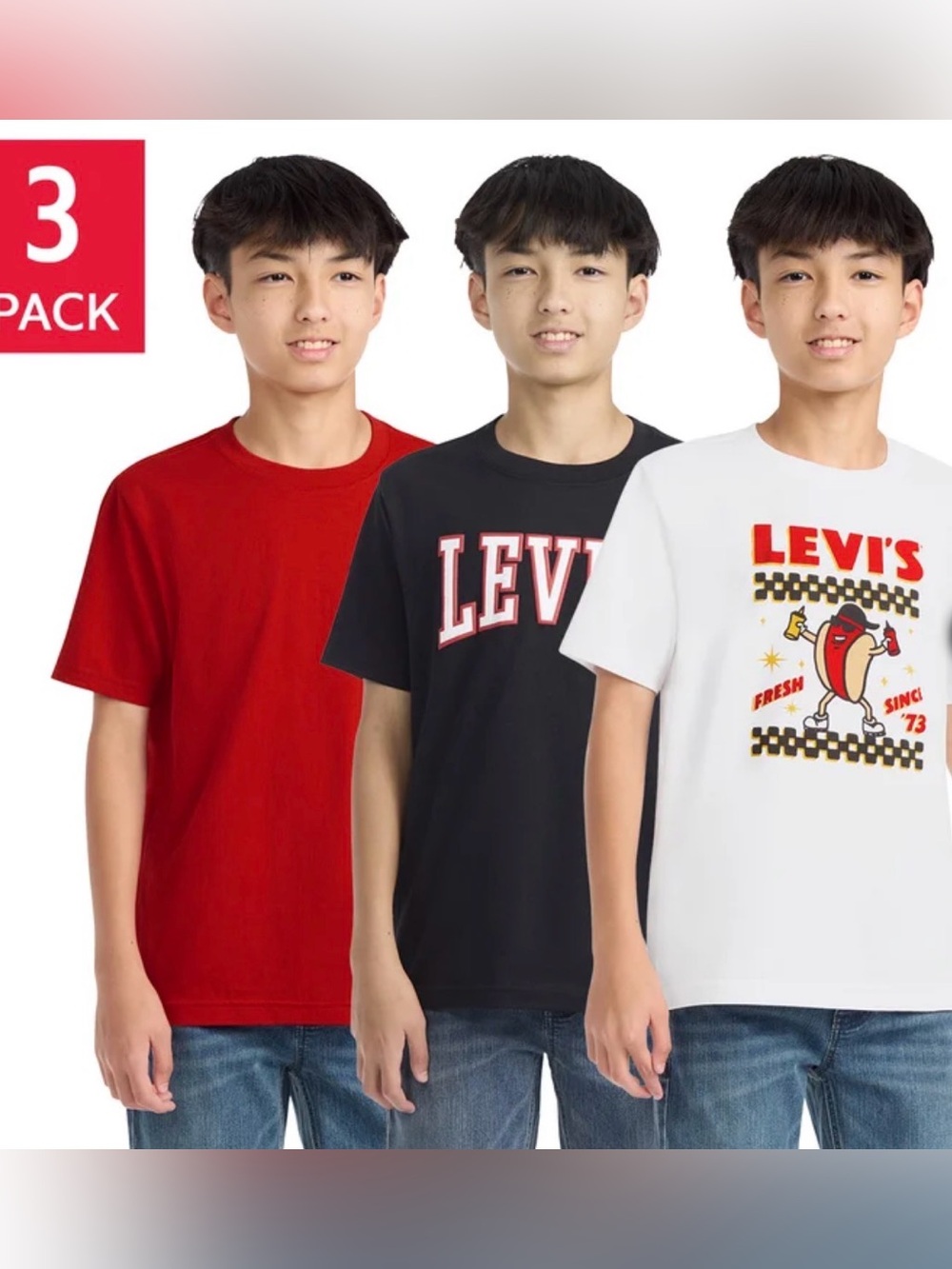 NWT Levi's Kids 3-Pack Short Sleeve Tees size L 14/16